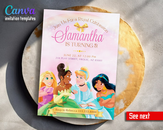 Disney Princess  customizable invitation template | Share or Print | girl | DB220