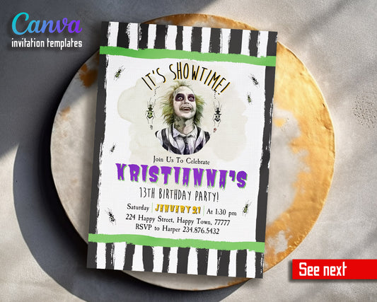 Beetlejuice Halloween customizable invitation template | Share or Print |  | RK039