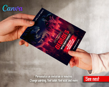 Godzilla X King Kong  customizable invitation template | Share or Print |  | NF004