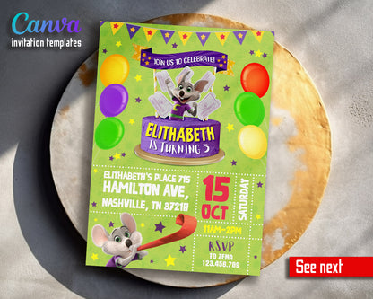 Chuck E. Cheese customizable invitation template | Share or Print |  | SL884