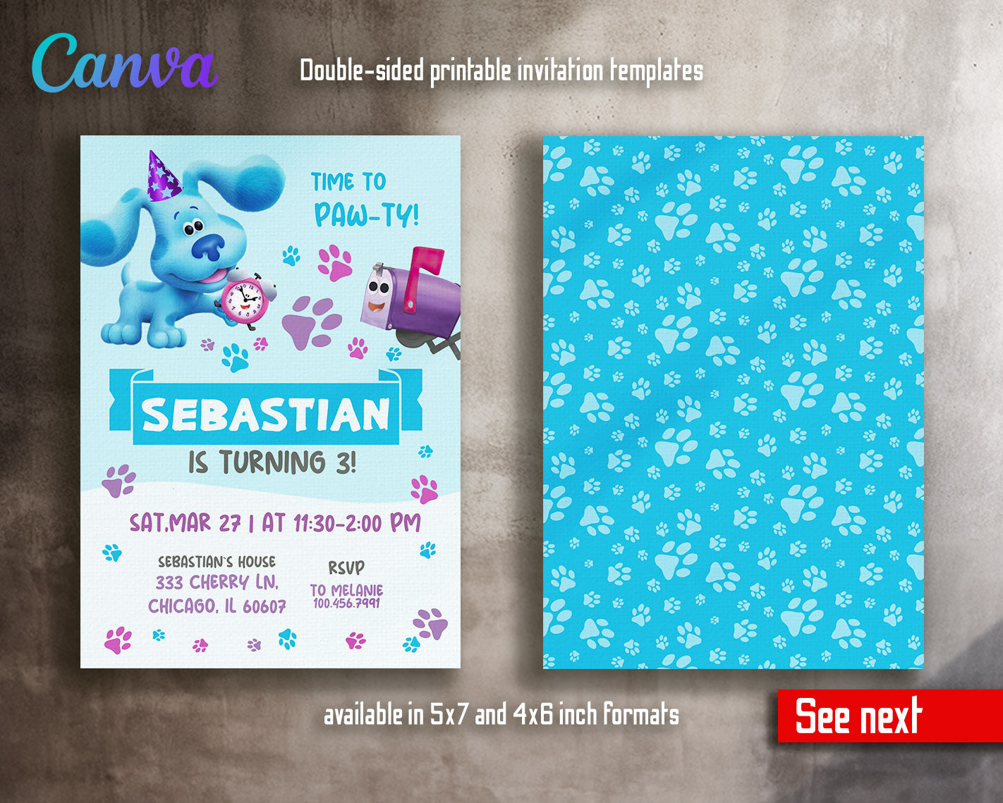 Blue's Clues Puppy customizable invitation template | Share or Print |  | ZZ328