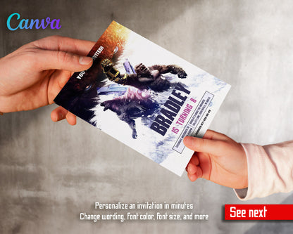 Godzilla X King Kong  customizable invitation template | Share or Print |  | DC337