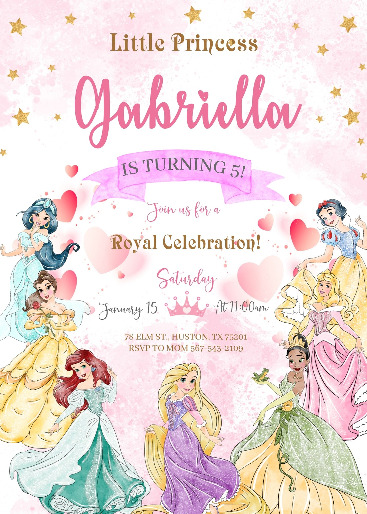 Disney Princess  customizable invitation template | Share or Print | girl | CR898