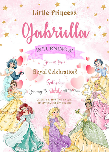 Disney Princess  customizable invitation template | Share or Print | girl | CR898