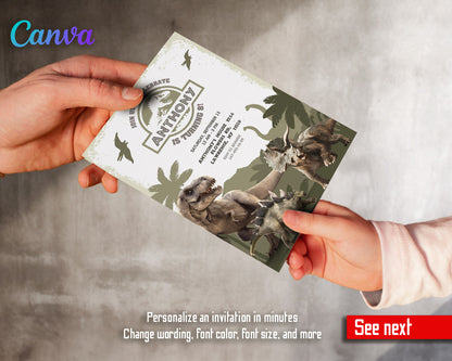 Jurassic World Dinosaur customizable invitation template | Share or Print |  | CA112