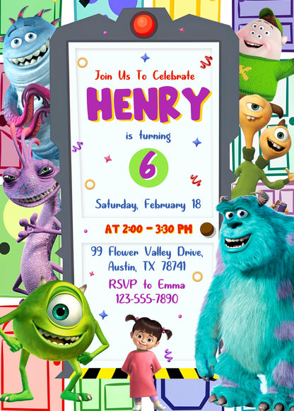 Monsters, Inc.  customizable invitation template | Share or Print |  | RL122