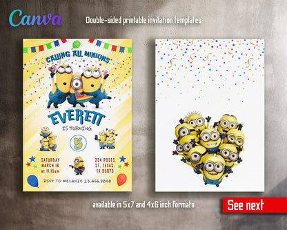 Minions Despicable Me customizable invitation template | Share or Print | | OI972