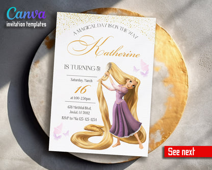 Rapunzel Princess Tangled customizable invitation template | Share or Print | girl | JJ287