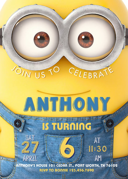 Minions Despicable Me customizable invitation template | Share or Print | | OC252