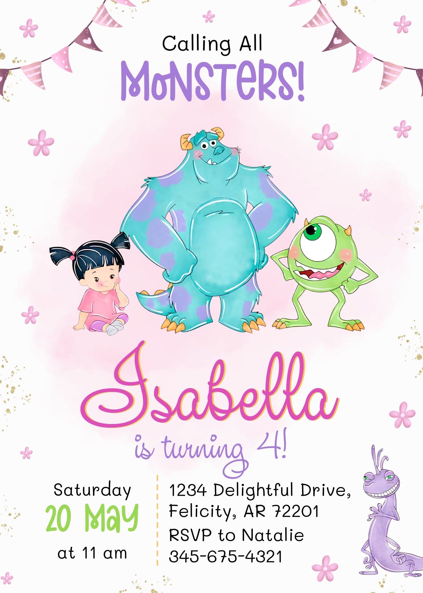 Monsters, Inc. customizable invitation template | Share or Print |  | PM888