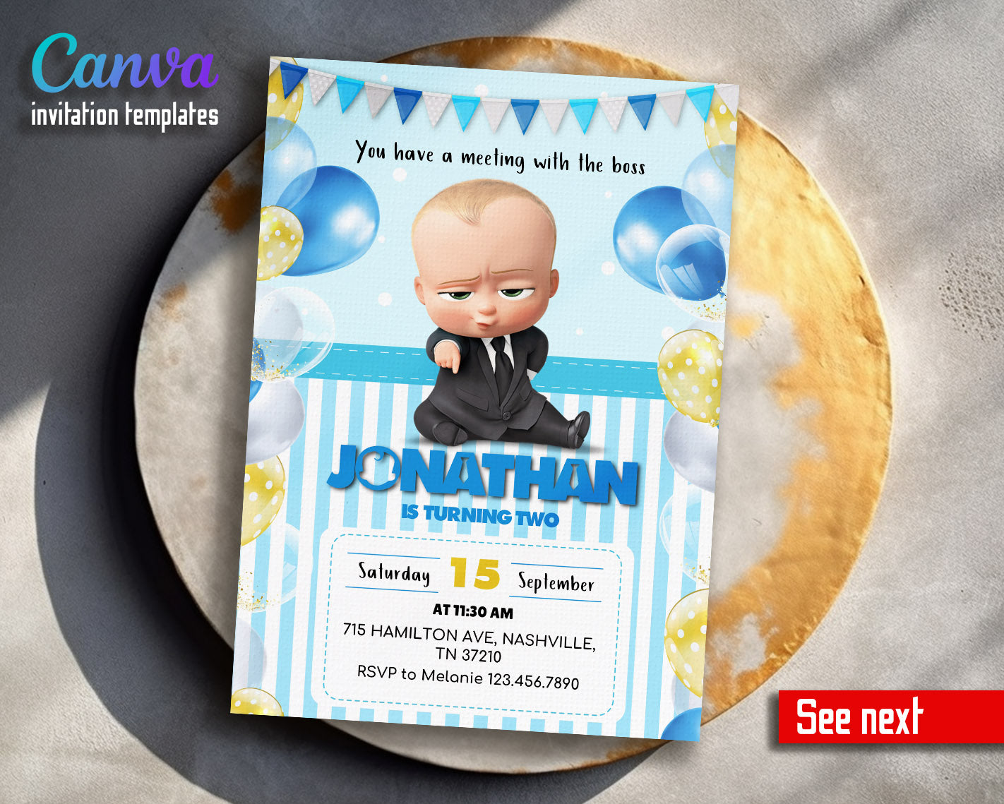 Baby Boss  customizable invitation template | Share or Print | boy | IV738