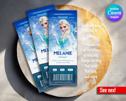 Frozen Elsa customizable invitation template | Share or Print | girl | SK652