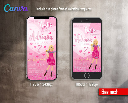 Barbie Pink  customizable invitation template | Share or Print | girl | CK158