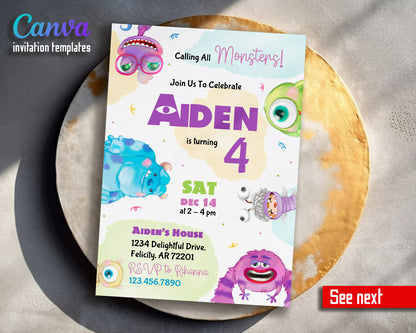 Monsters, Inc.  customizable invitation template | Share or Print |  | LS724