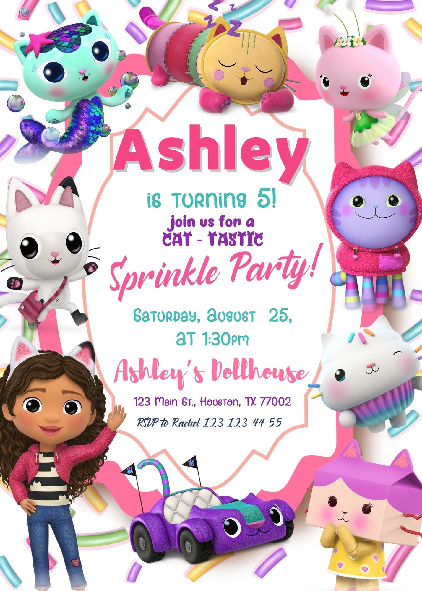 Gabby's Dollhouse customizable invite template girl | instant download | Share or Print | HY676