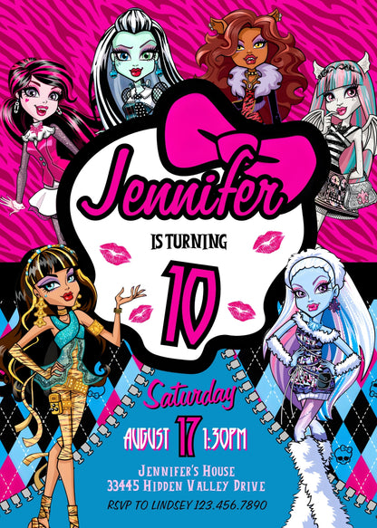 Monster High  customizable invitation template | Share or Print | girl | OE970