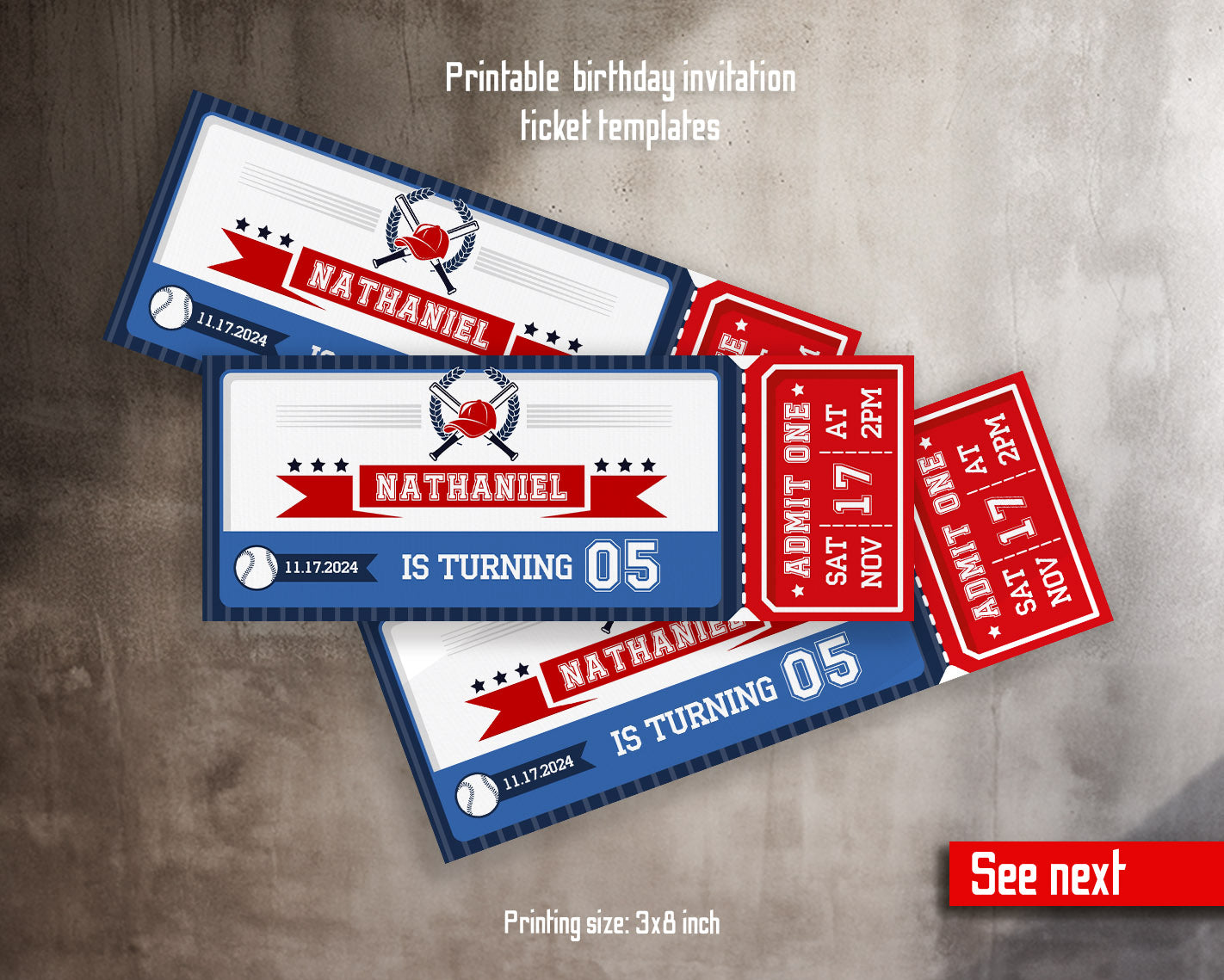 Baseball MLB Sport customizable invitation template | Share or Print | boy | TV466