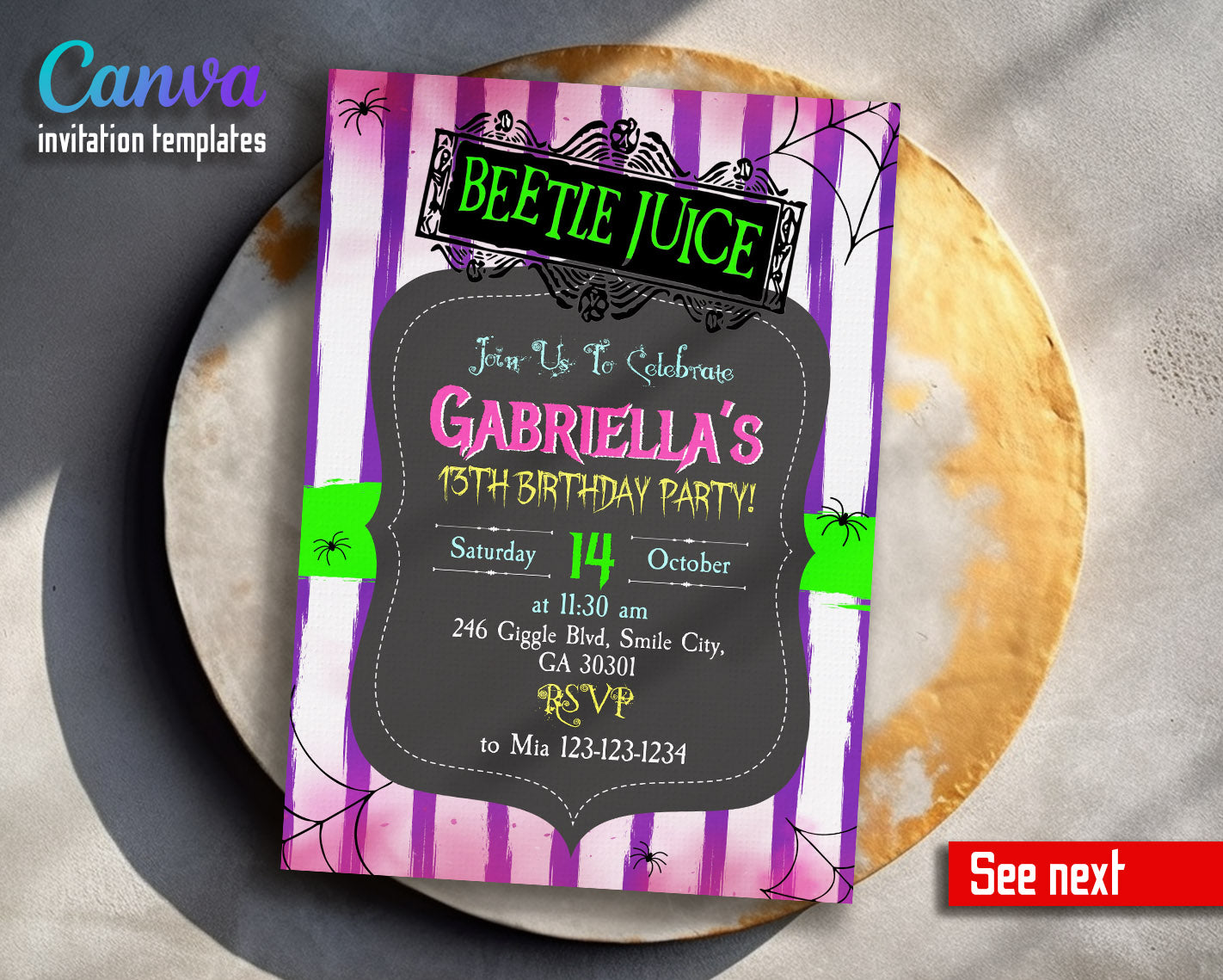 Beetlejuice Halloween customizable invitation template | Share or Print |  | ZB882