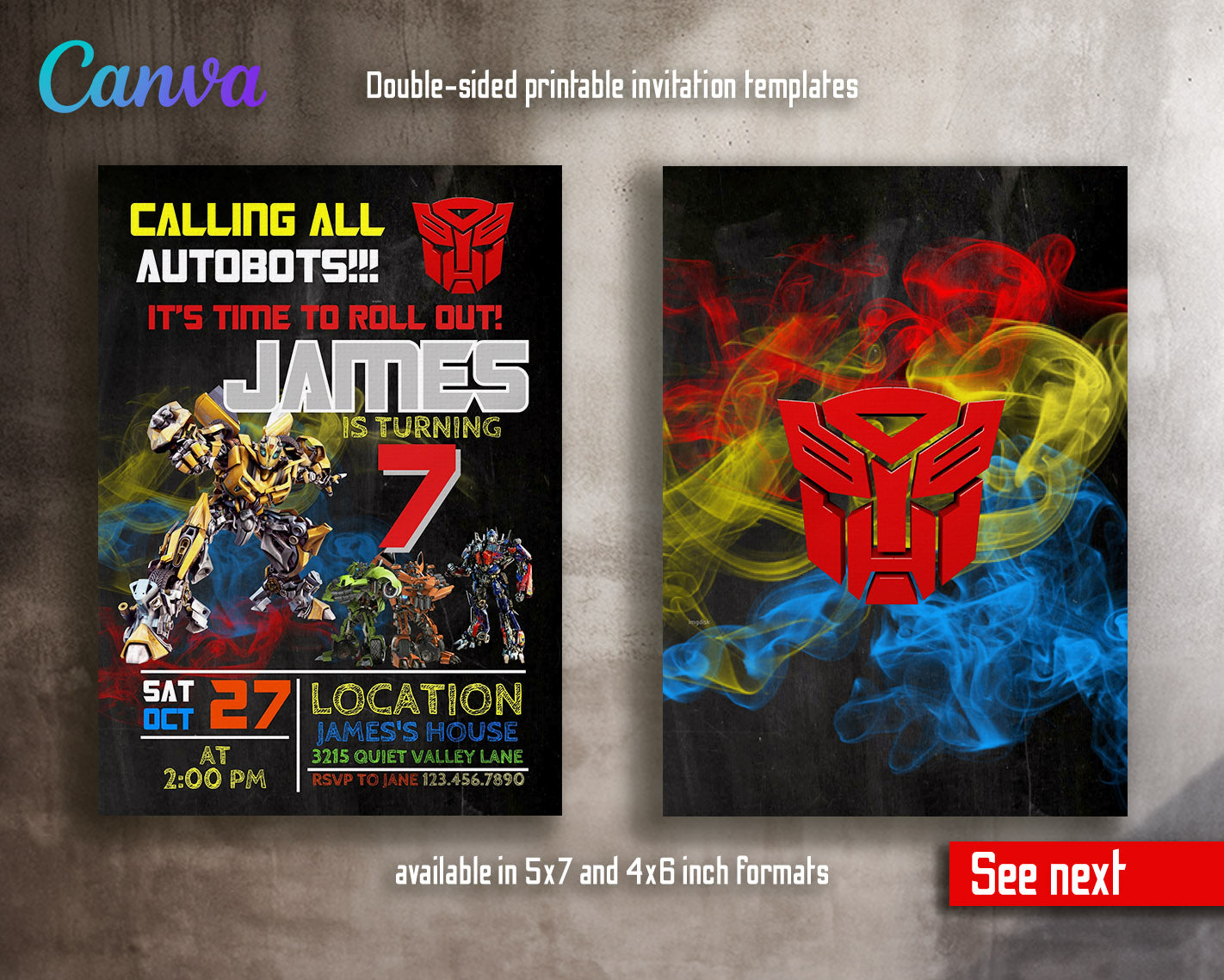 Transformers Rescue Bots customizable invitation template | Share or Print | boy | IM863