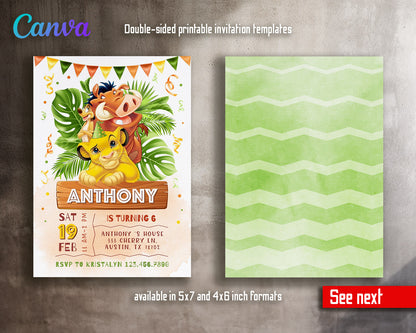 Lion King Simba customizable invitation template | Share or Print |  | SC004