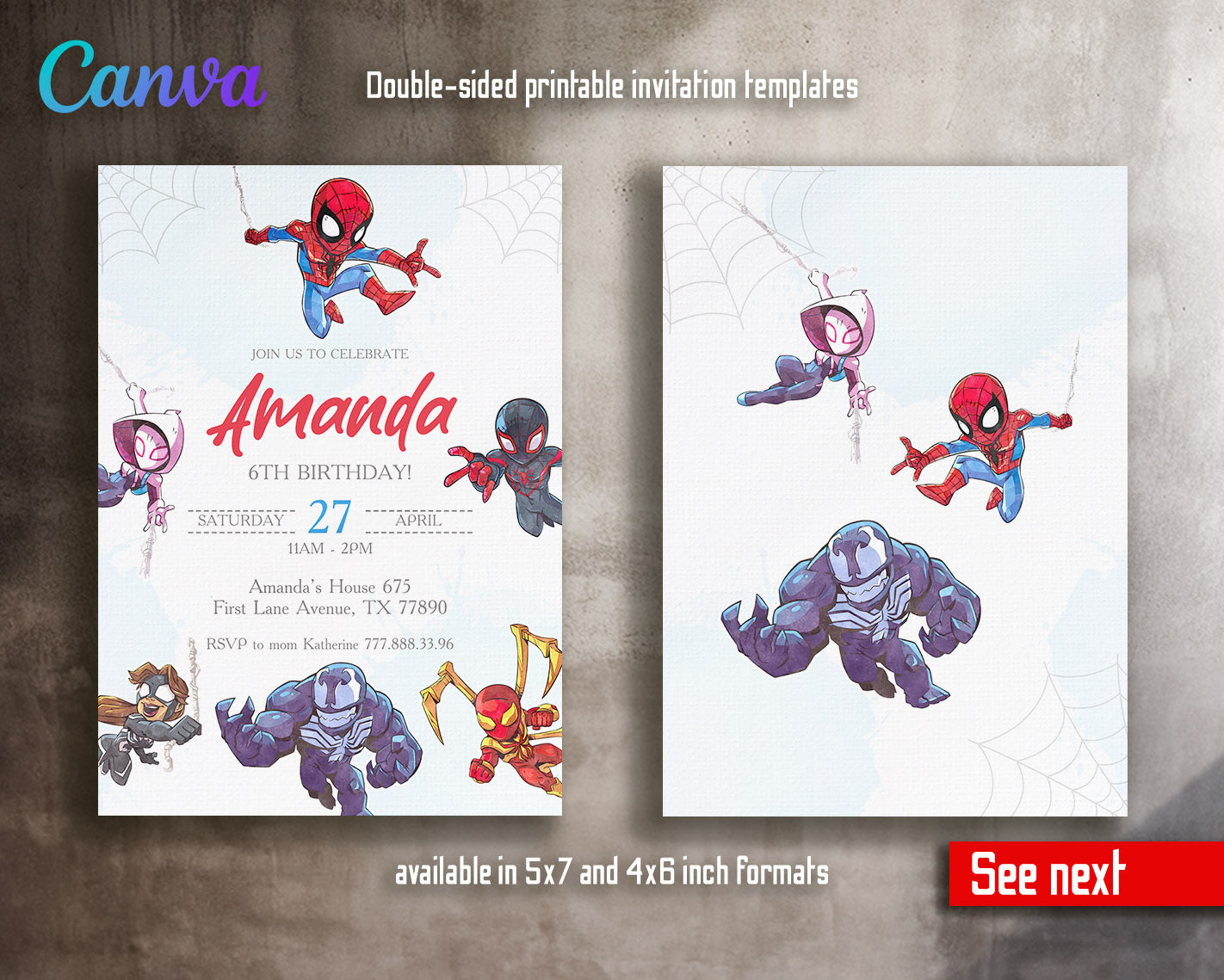 Spidey and His Amazing Friends customizable invitation template | Share or Print | boy | VM555