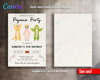 Pajama Sleepover Party customizable invitation template | Share or Print |  | XC247