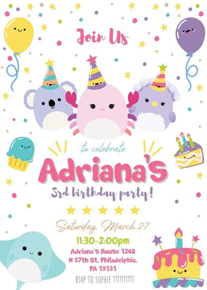 Squishmallows  customizable invitation template | Share or Print |  | IC827