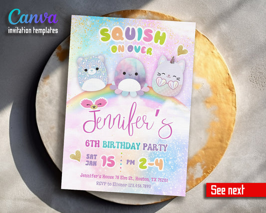 Squishmallows  customizable invitation template | Share or Print |  | ZW139