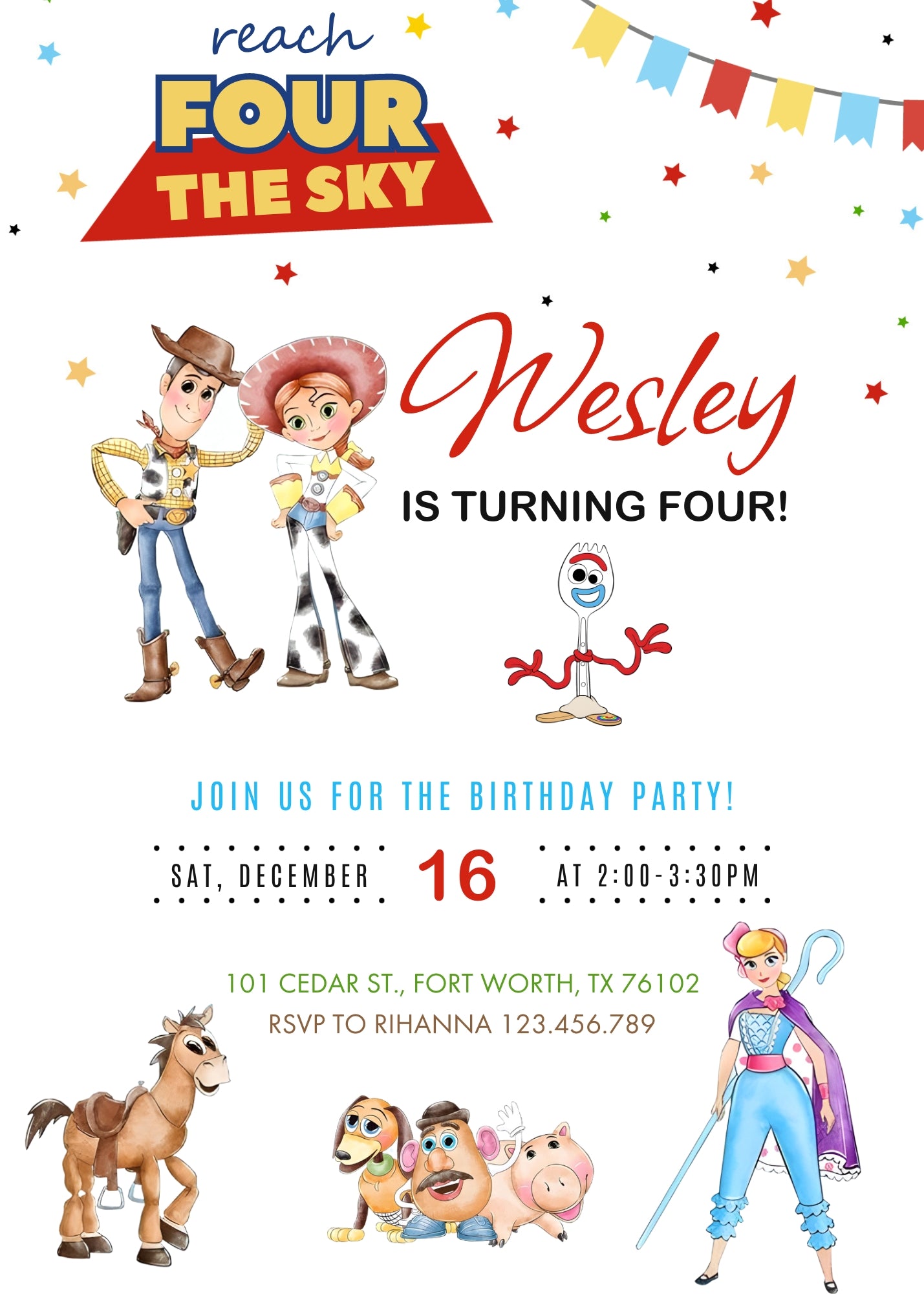 Toy Story Woody  customizable invitation template | Share or Print |  | UM215