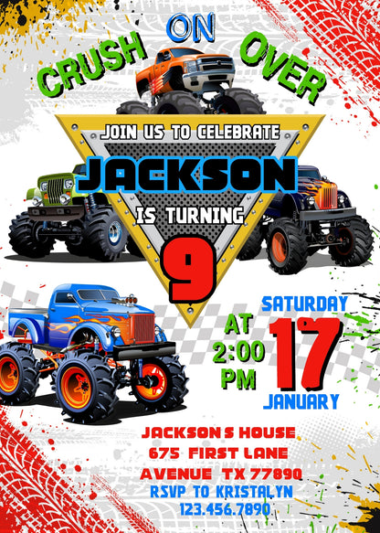 Monster Jam Monster Truck customizable invitation template | Share or Print | boy | PW140