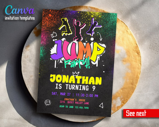 Trampoline Jump Party  customizable invitation template | Share or Print |  | VI674