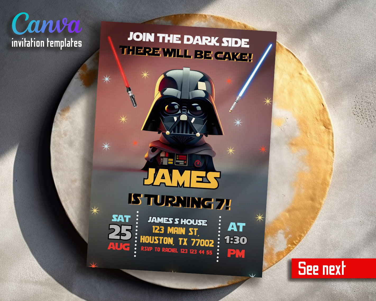 Star Wars Darth Vader  customizable invitation template | Share or Print | boy | FC911