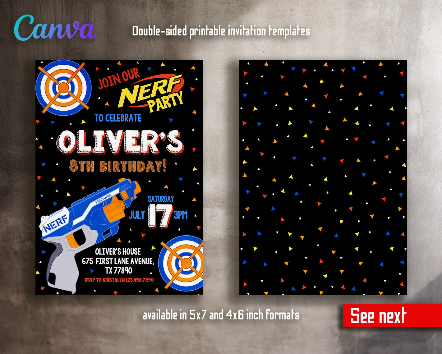 NERF Dart Wars  customizable invitation template | Share or Print | boy | LP910