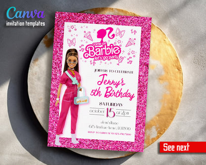 Barbie Pink  customizable invitation template | Share or Print | girl | MJ118