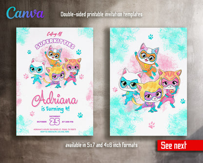 SuperKitties customizable invitation template | Share or Print |  | IJ923