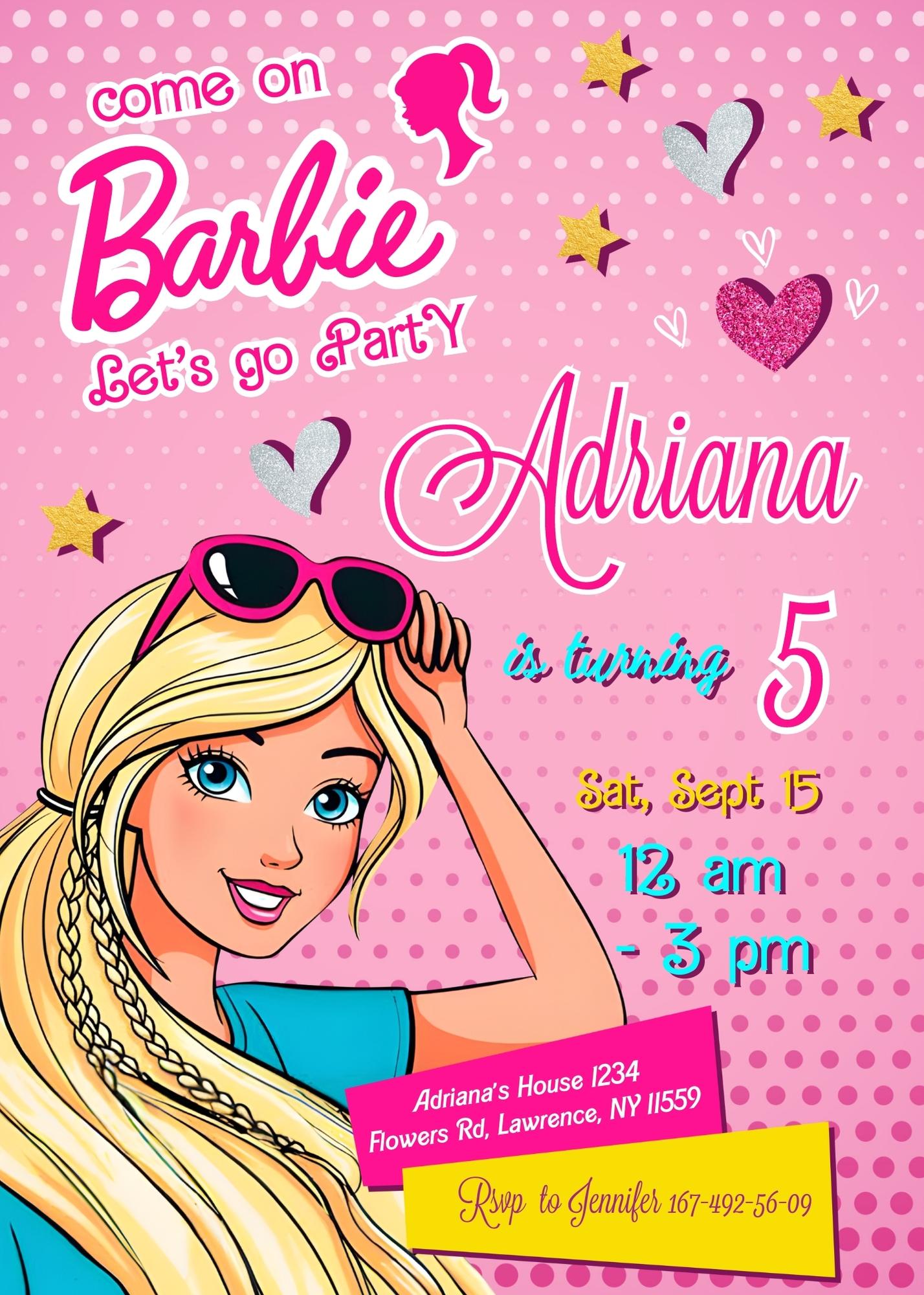 Barbie Pink  customizable invitation template | Share or Print | girl | RP956