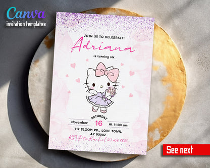 Hello Kitty Sanrio customizable invitation template | Share or Print | | JX967