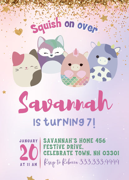 Squishmallows  customizable invitation template | Share or Print |  | NP073