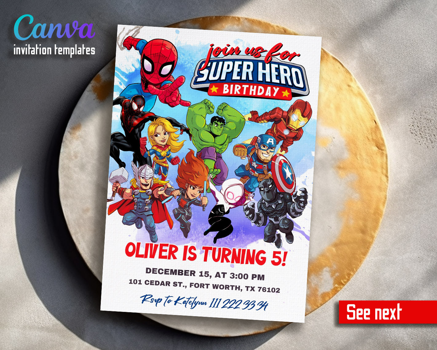 Avengers Marvel Superhero  customizable invitation template | Share or Print | boy | BP551