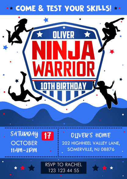 American Ninja Warrior customizable invitation template | Share or Print |  | TI959