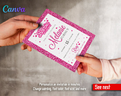 Barbie Pink  customizable invitation template | Share or Print | girl | GC428