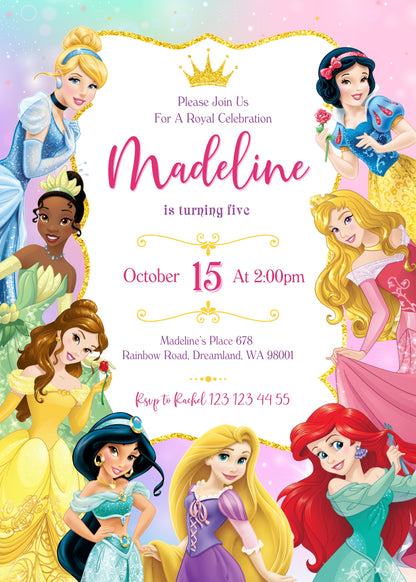 Disney Princess  customizable invitation template | Share or Print | girl | DQ734