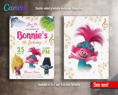 Trolls Poppy  customizable invitation template | Share or Print |  | DJ532