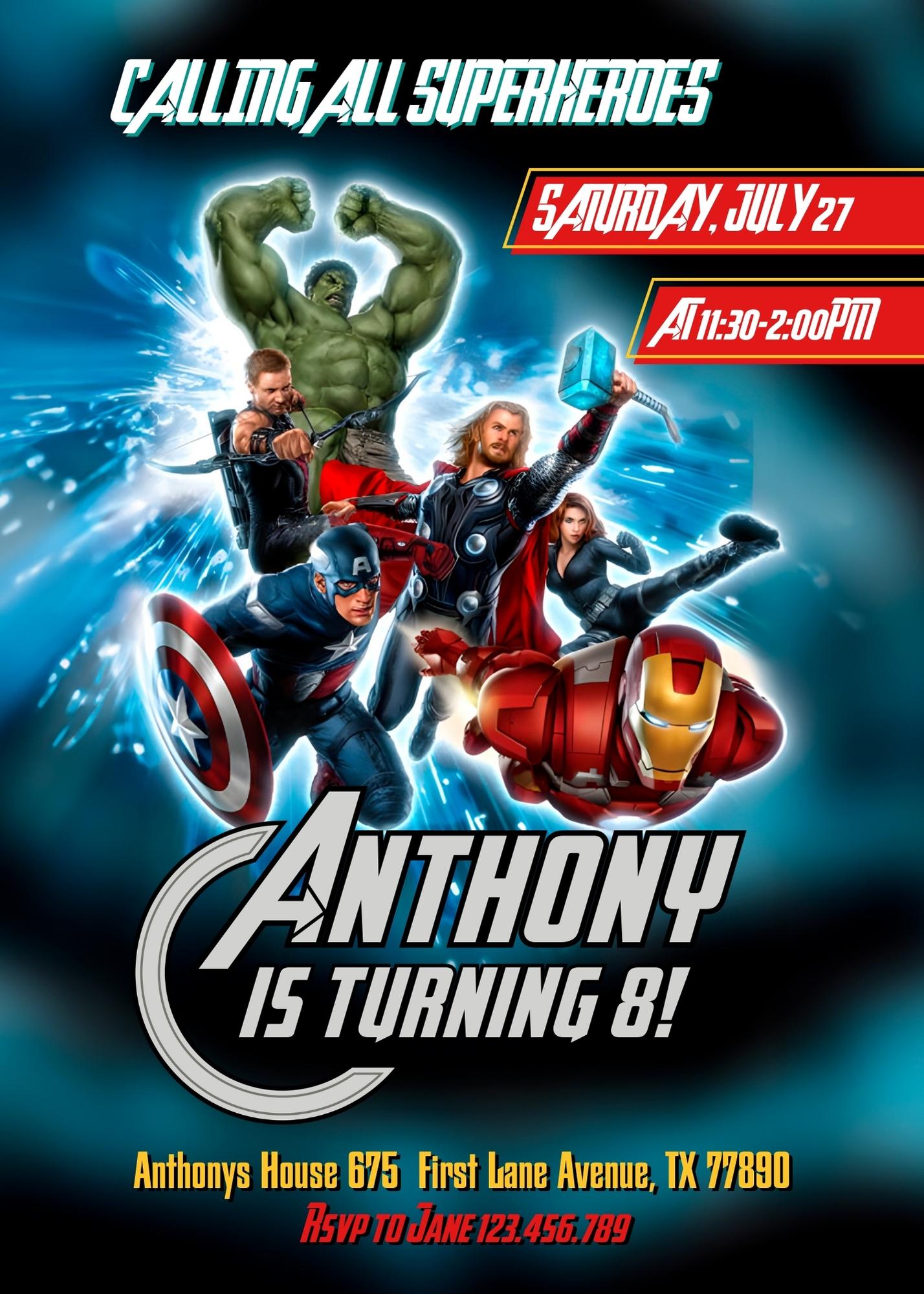 Avengers Marvel Superhero  customizable invitation template | Share or Print | boy | LF151