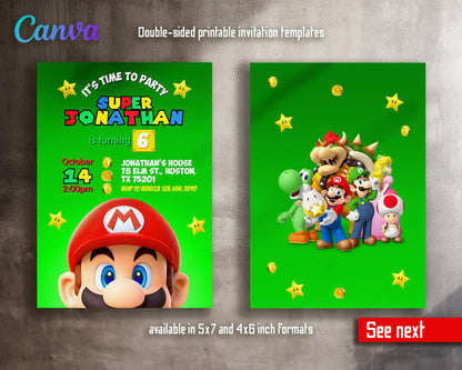 Super Mario Bros  customizable invitation template | Share or Print |  | FP200