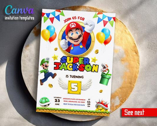 Super Mario Bros  customizable invitation template | Share or Print |  | GX790