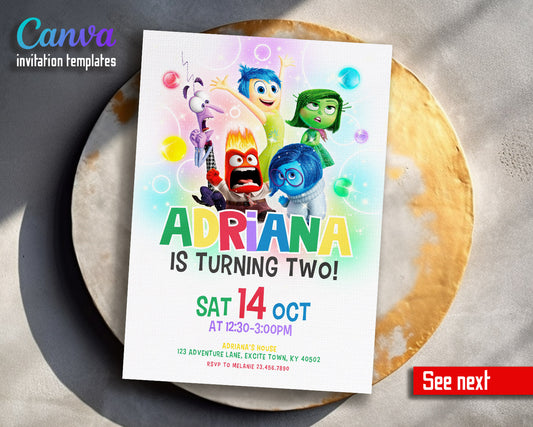 Inside Out 2 customizable invitation template | Share or Print |  | IP662