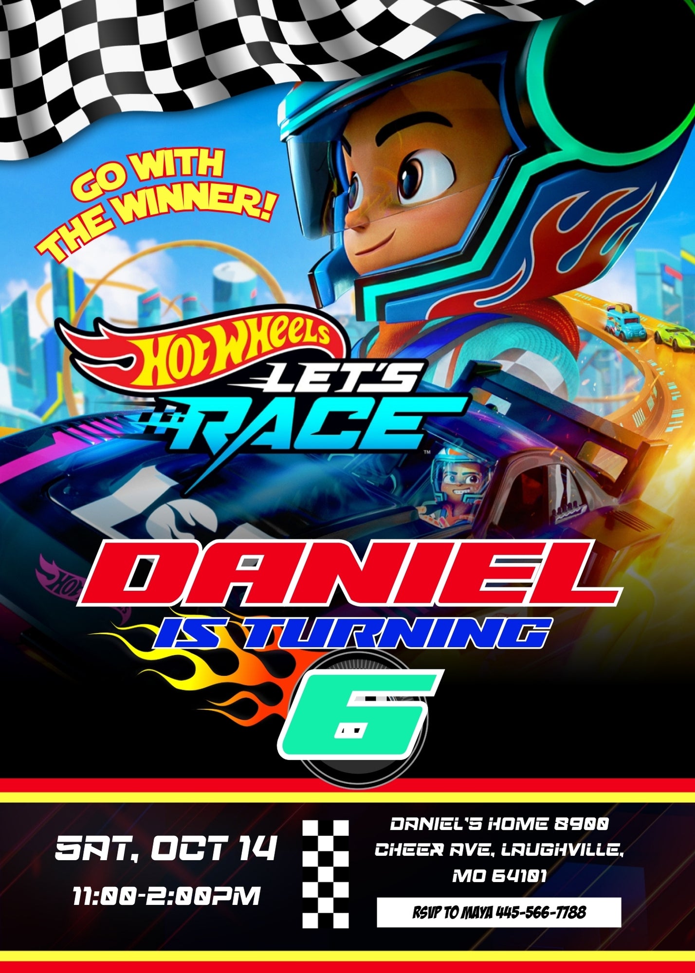 Hot Wheels Let's Race customizable invitation template | Share or Print | boy | DK261