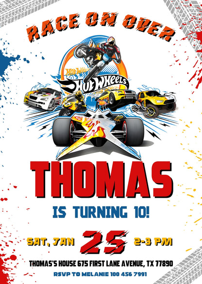 Hot Wheels Racing  customizable invitation template | Share or Print | boy | WI682