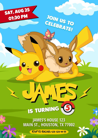 Pokemon customizable invite template | instant download | Share or Print | II341